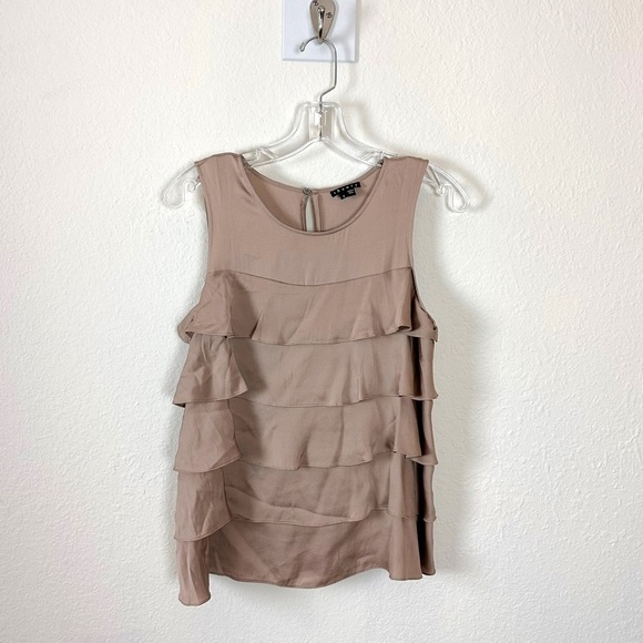 Theory Ethereal Fairy Silk Tiered Ruffled Sleeveless Nude Tunic Top Small Flowy - Picture 4 of 11